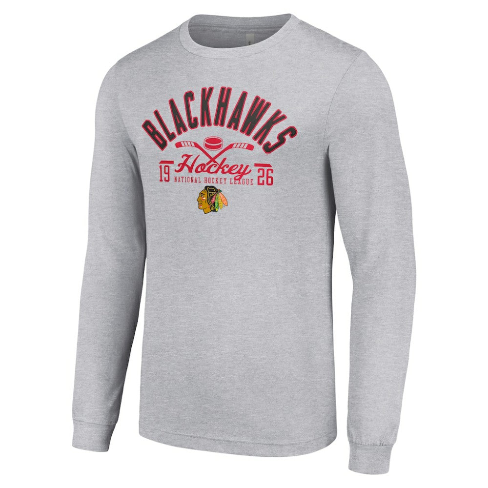 Chicago Blackhawks Starter Puck Long Sleeve T-Shirt - Heather Gray | NHL online