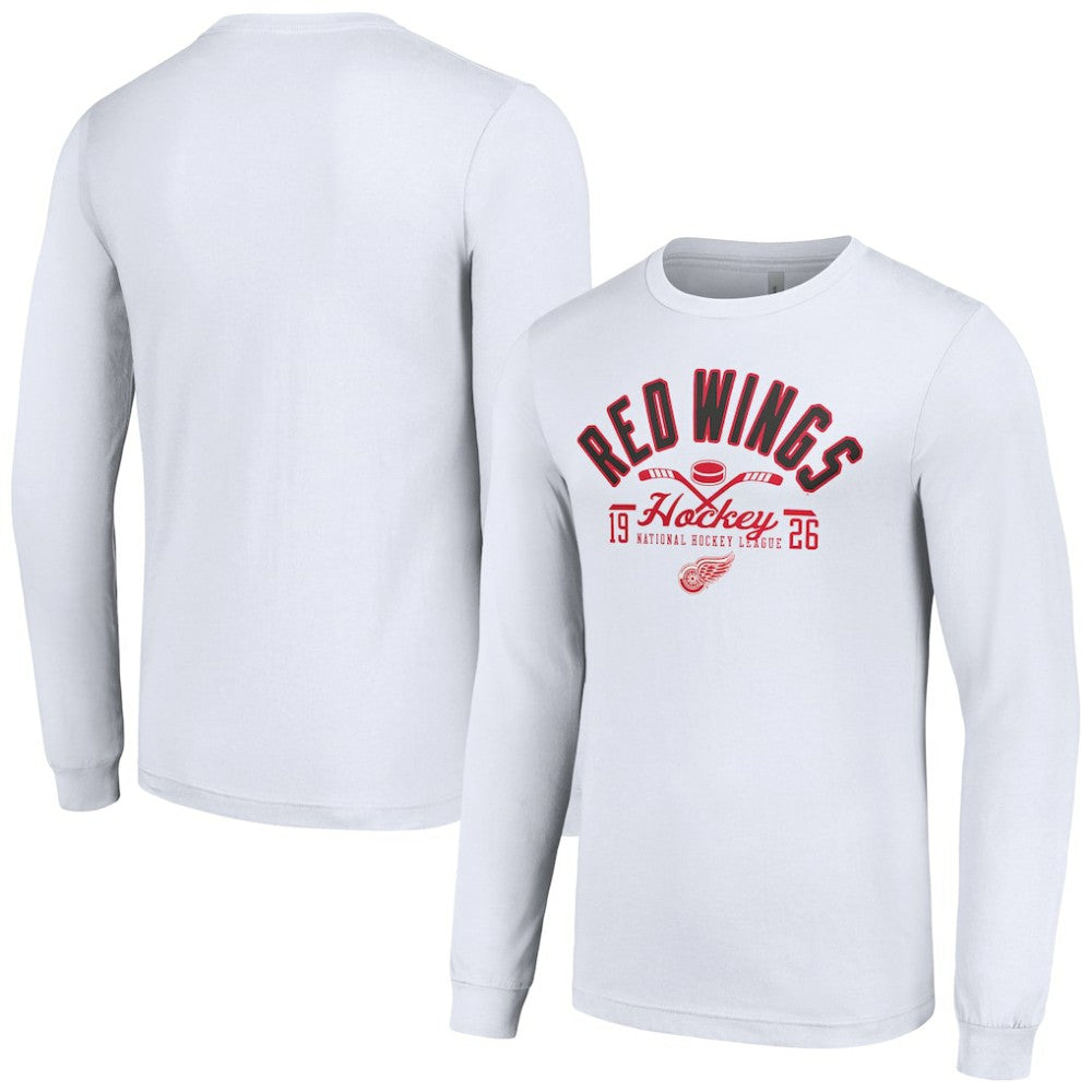 Detroit Red Wings Starter Puck Long Sleeve T-Shirt - White | NHL Lifestyle