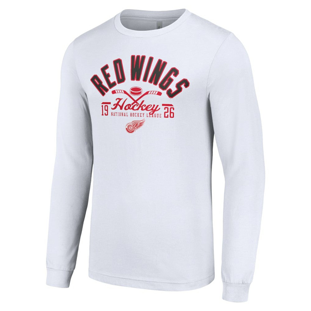 Detroit Red Wings Starter Puck Long Sleeve T-Shirt - White | NHL Lifestyle