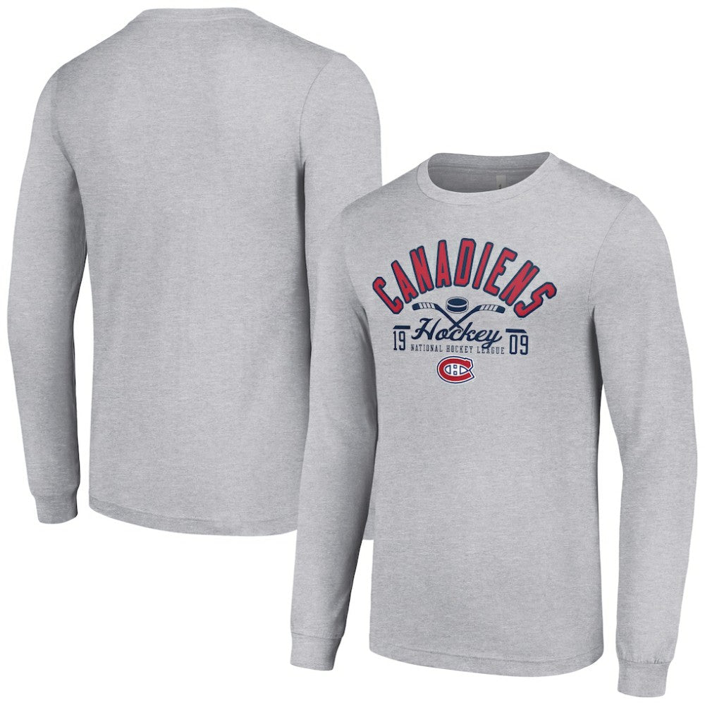 Montreal Canadiens Starter Puck Long Sleeve T-Shirt - Heather Gray | NHL Clearance
