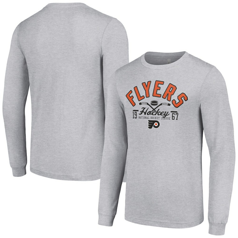 Philadelphia Flyers Starter Puck Long Sleeve T-Shirt - Heather Gray | NHL Clearance