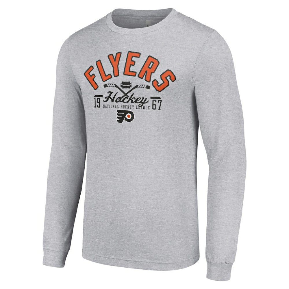Philadelphia Flyers Starter Puck Long Sleeve T-Shirt - Heather Gray | NHL Clearance
