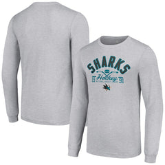 San Jose Sharks Starter Puck Long Sleeve T-Shirt - Heather Gray | NHL on sale