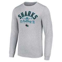 San Jose Sharks Starter Puck Long Sleeve T-Shirt - Heather Gray | NHL on sale