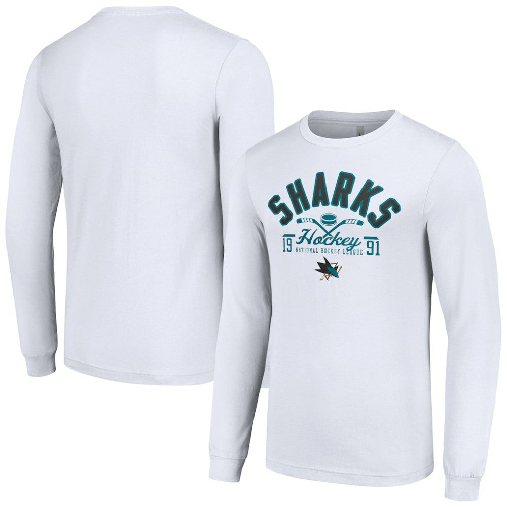 San Jose Sharks Starter Puck Long Sleeve T-Shirt - White | NHL Clearance