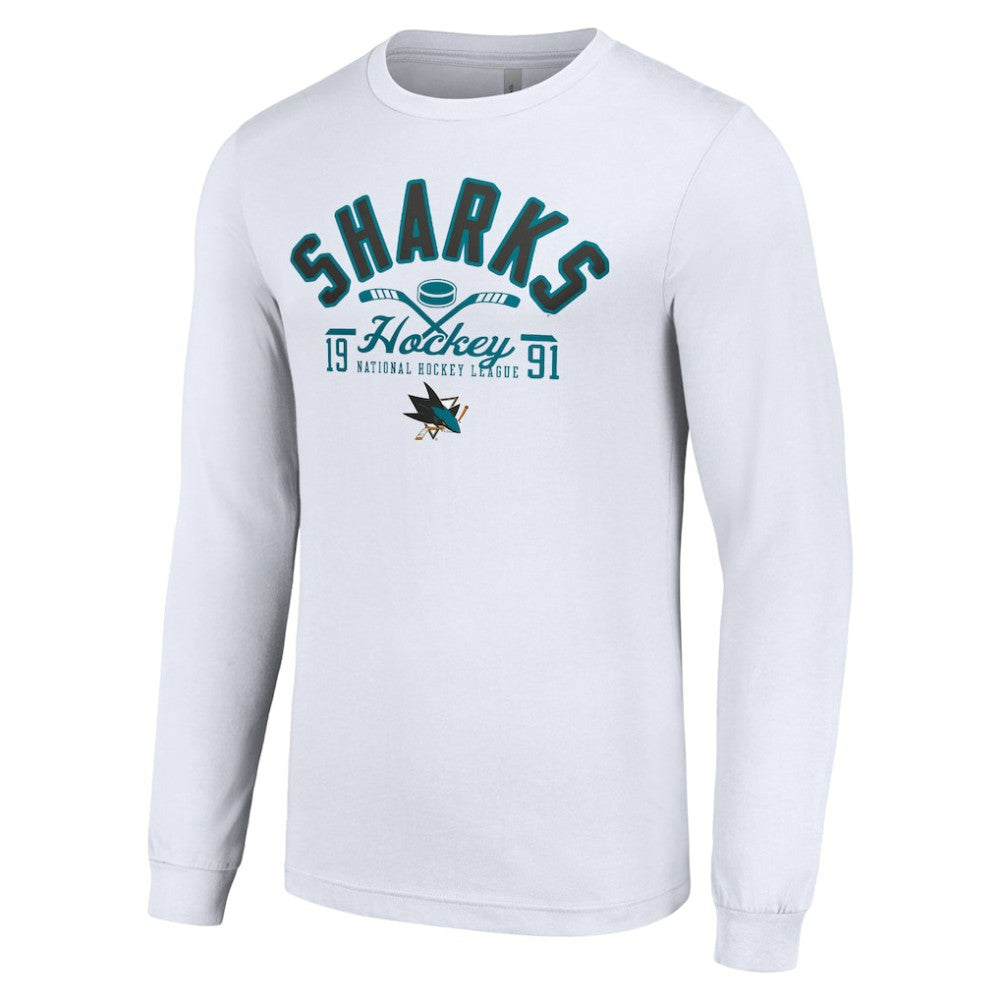 San Jose Sharks Starter Puck Long Sleeve T-Shirt - White | NHL Clearance
