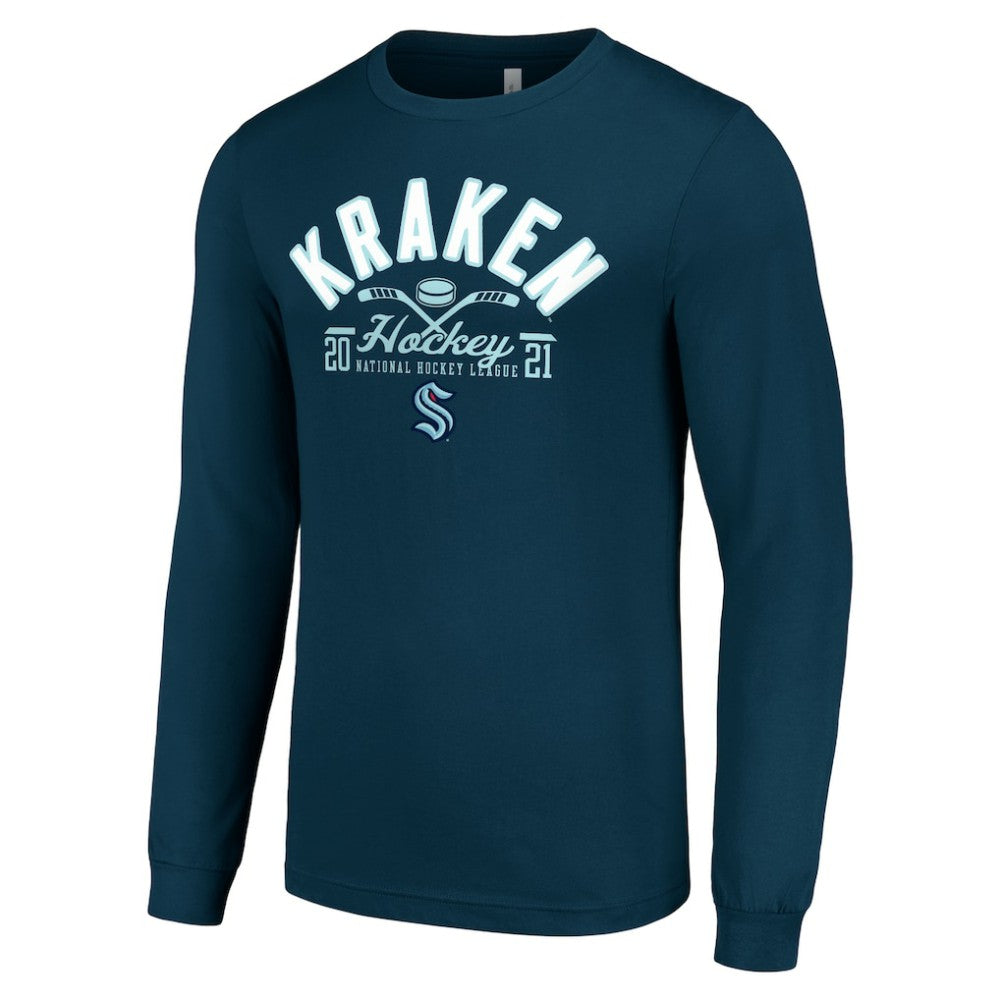 Seattle Kraken Starter Puck Long Sleeve T-Shirt - Deep Sea Blue | NHL near me