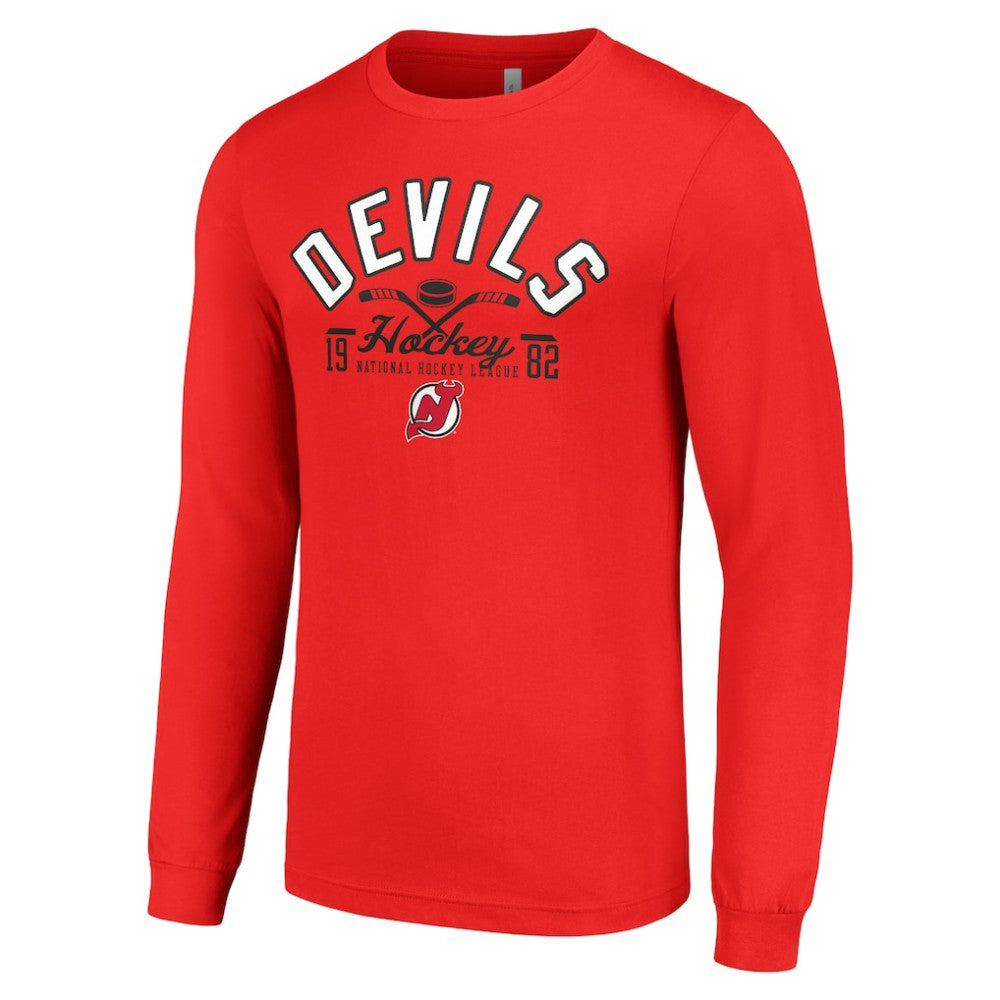 New Jersey Devils Starter Puck Long Sleeve T-Shirt - Red | NHL online