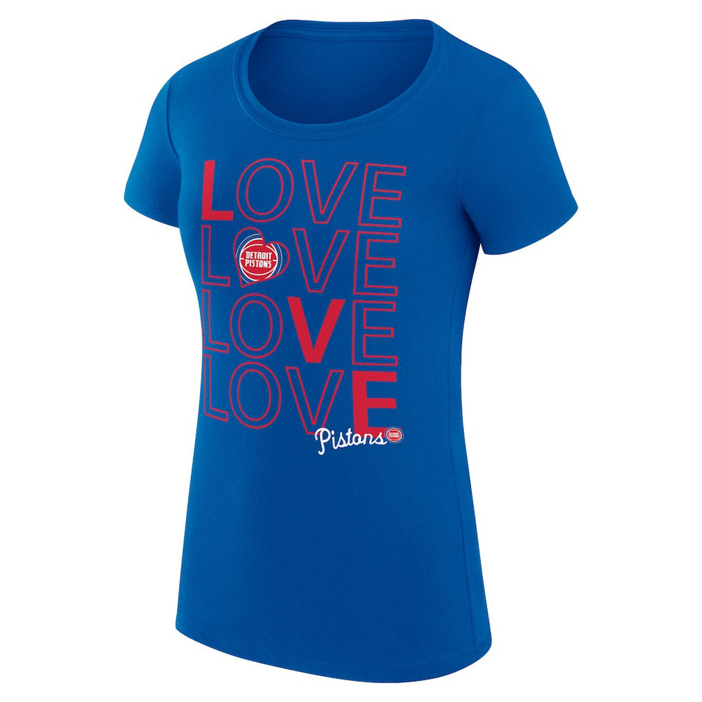 Detroit Pistons G-III 4Her by Carl Banks Women's Super-Slim Fit Lightweight Basketball Love T-Shirt Royal