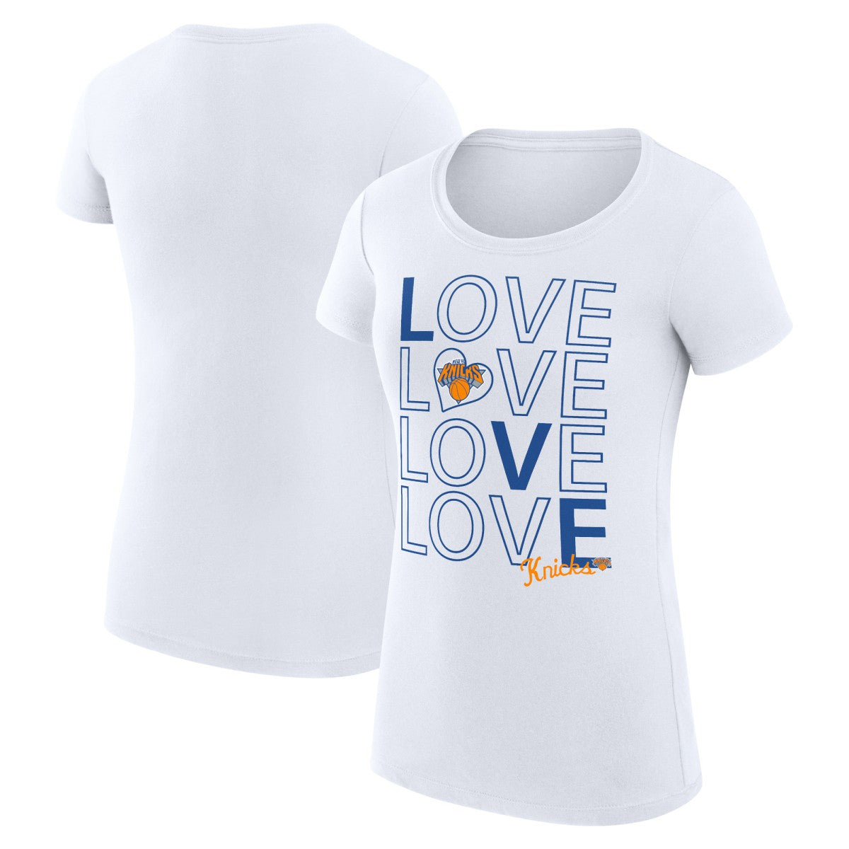New York Knicks G-III 4Her by Carl Banks Women's Super-Slim Fit Lightweight Basketball Love T-Shirt White