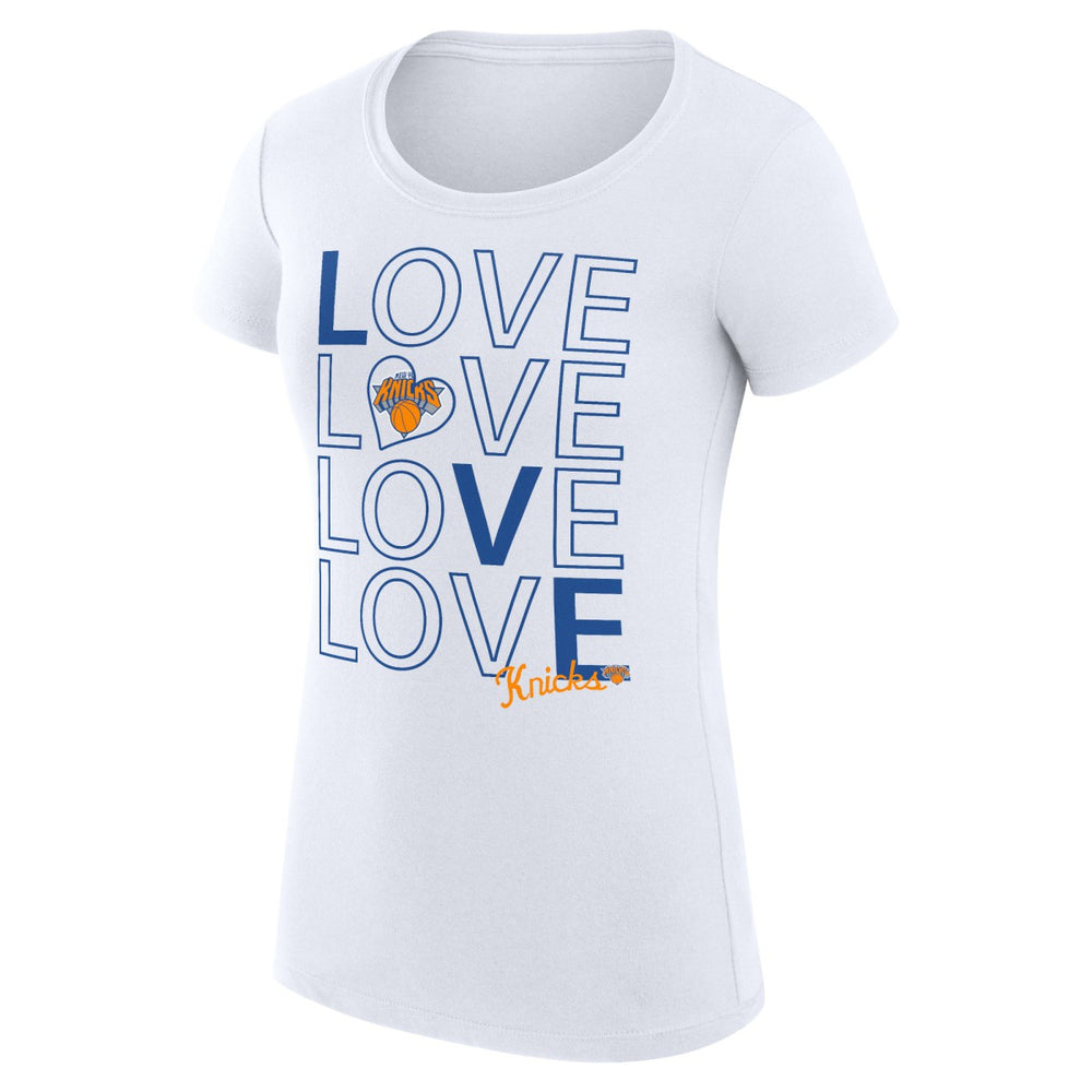 New York Knicks G-III 4Her by Carl Banks Women's Super-Slim Fit Lightweight Basketball Love T-Shirt White
