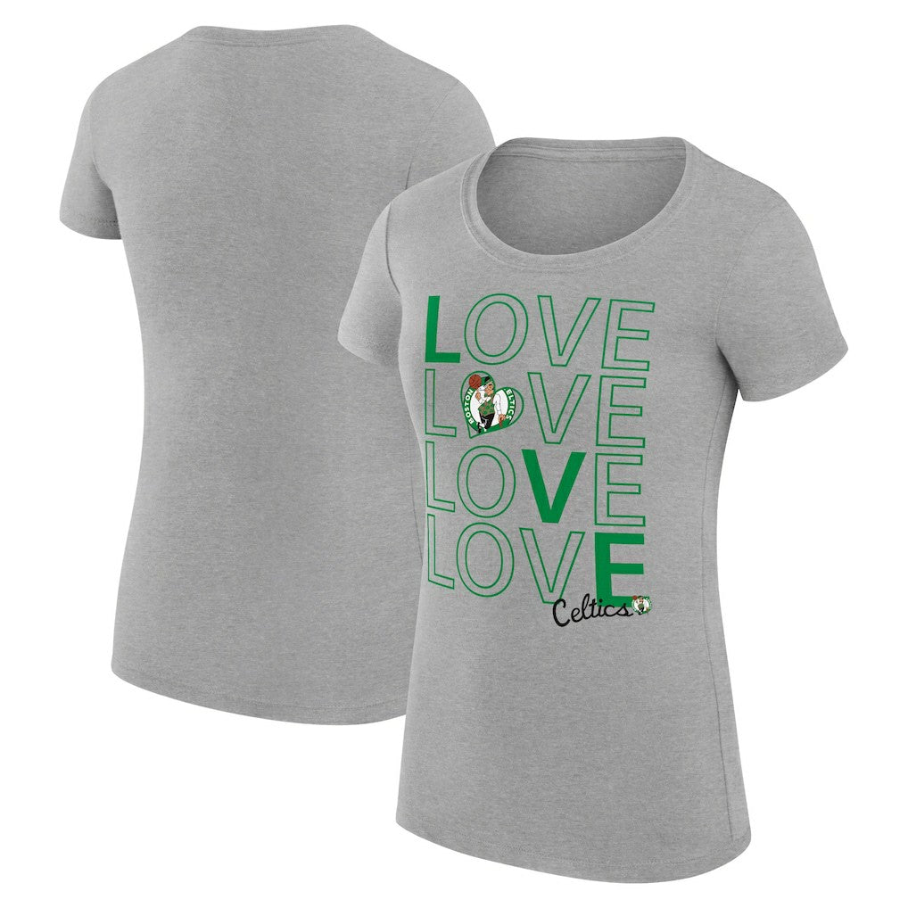 Boston Celtics G-III 4Her by Carl Banks Women's Super-Slim Fit Lightweight Basketball Love T-Shirt Heather Gray