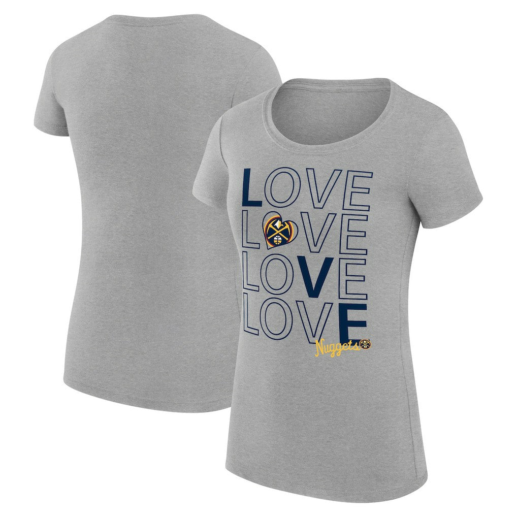 Denver Nuggets G-III 4Her by Carl Banks Women's Super-Slim Fit Lightweight Basketball Love T-Shirt Heather Gray