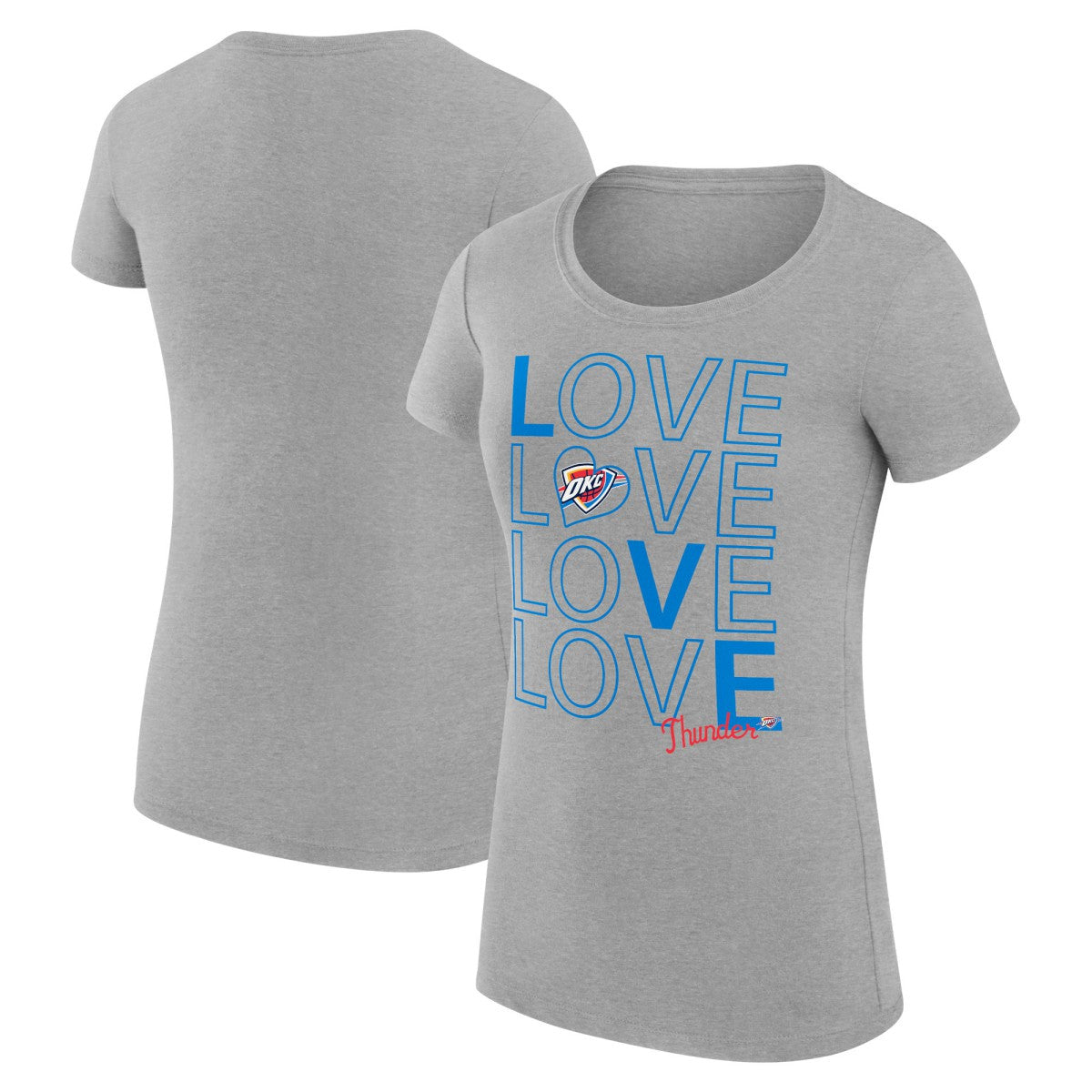 Oklahoma City Thunder G-III 4Her by Carl Banks Women's Super-Slim Fit Lightweight Basketball Love T-Shirt Heather Gray