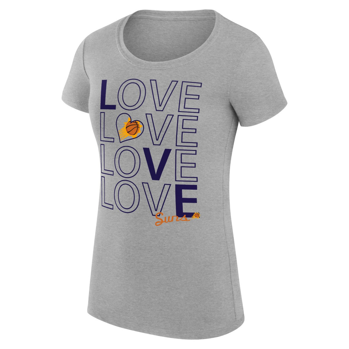 Phoenix Suns G-III 4Her by Carl Banks Women's Super-Slim Fit Lightweight Basketball Love T-Shirt Heather Gray