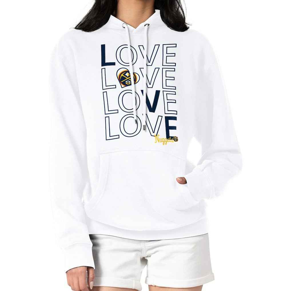 Denver Nuggets G-III 4Her by Carl Banks Women's Basketball Love Fleece Pullover Hoodie White