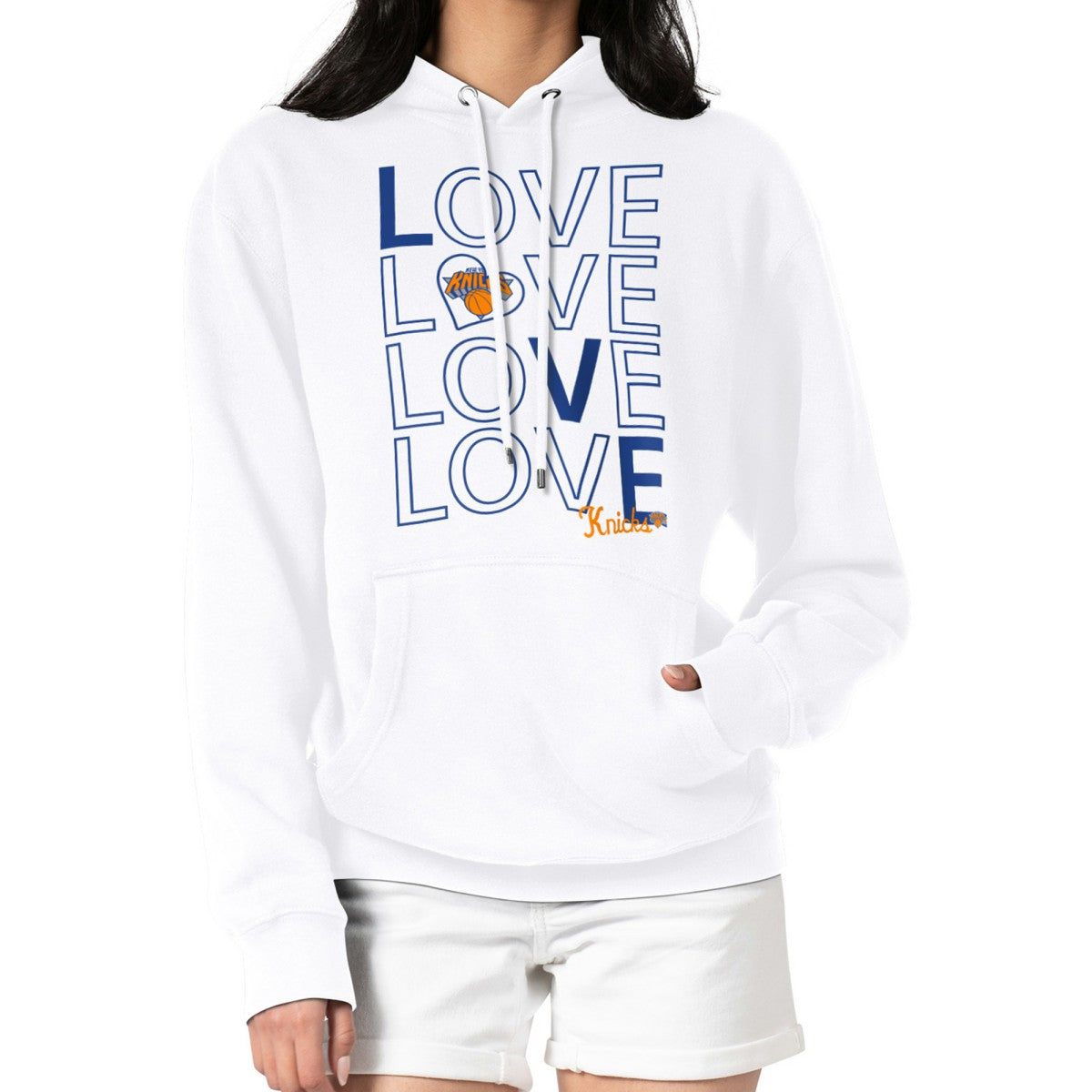 New York Knicks G-III 4Her by Carl Banks Women's Basketball Love Fleece Pullover Hoodie White