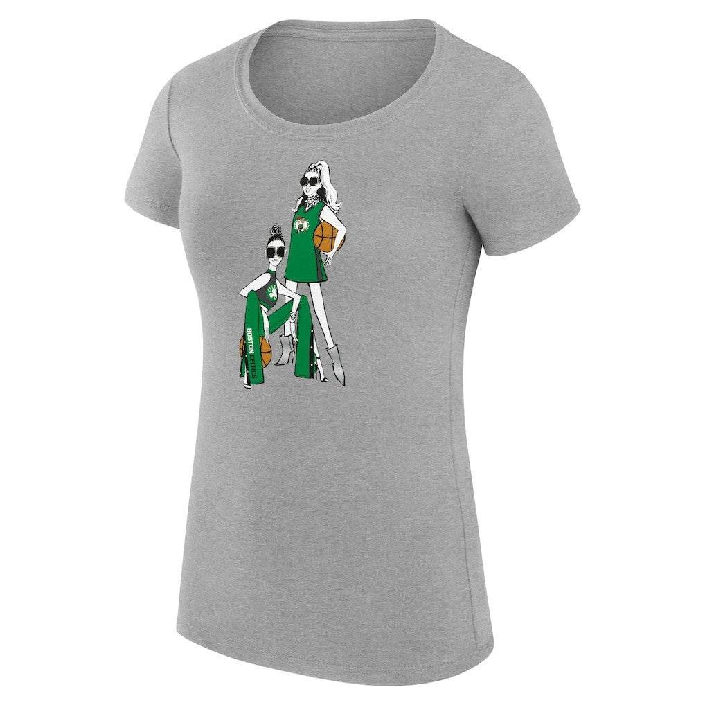 Boston Celtics G-III 4Her by Carl Banks Women's Super-Slim Fit Lightweight Basketball Girls T-Shirt Heather Gray