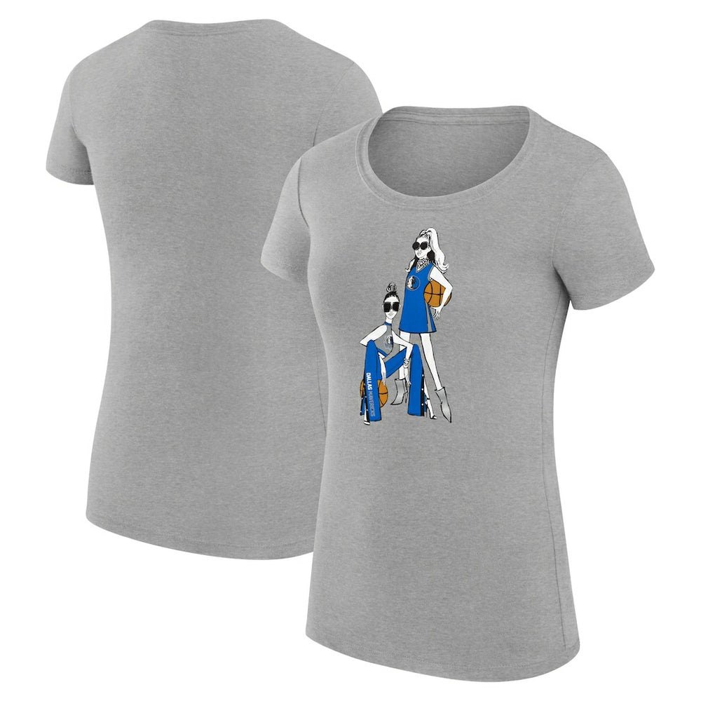 Dallas Mavericks G-III 4Her by Carl Banks Women's Super-Slim Fit Lightweight Basketball Girls T-Shirt Heather Gray