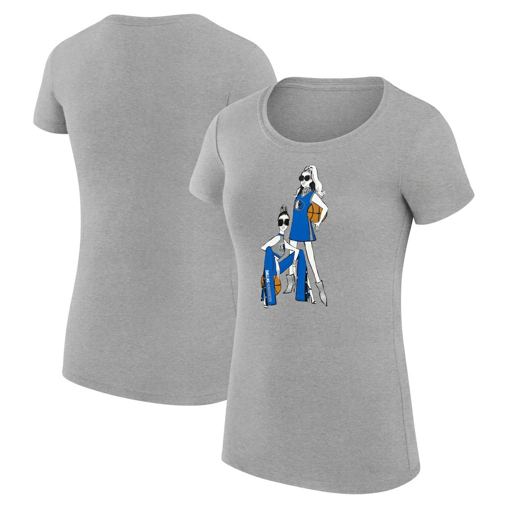 Dallas Mavericks G-III 4Her by Carl Banks Women's Super-Slim Fit Lightweight Basketball Girls T-Shirt Heather Gray
