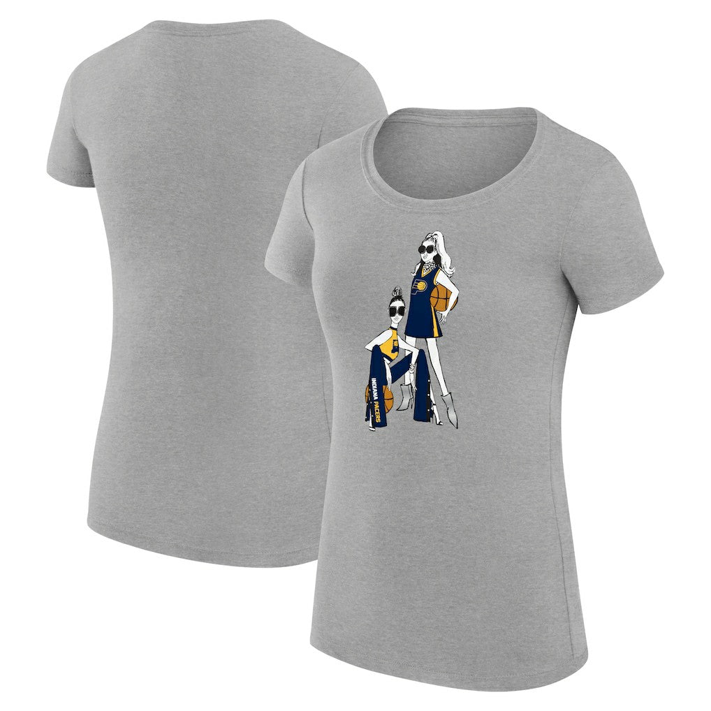 Indiana Pacers G-III 4Her by Carl Banks Women's Super-Slim Fit Lightweight Basketball Girls T-Shirt Heather Gray