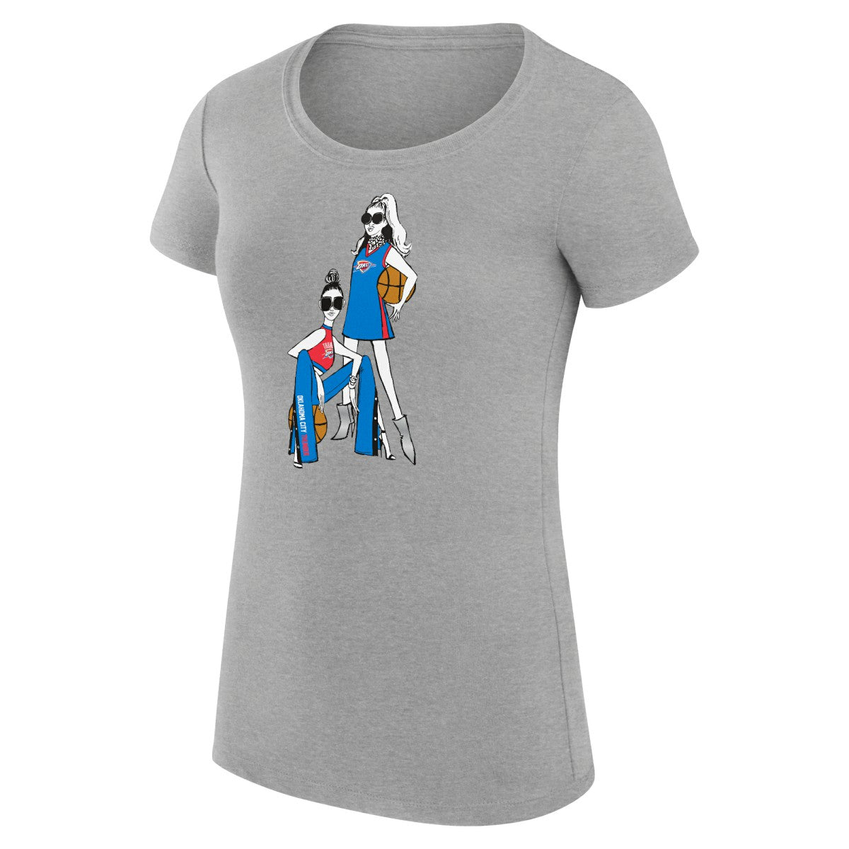 Oklahoma City Thunder G-III 4Her by Carl Banks Women's Super-Slim Fit Lightweight Basketball Girls T-Shirt Heather Gray