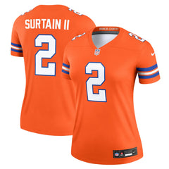 Patrick Surtain II Denver Broncos Women's Alternate Legend Player Performance Top - Mile High Collection 1977 Throwback Orange - Nike