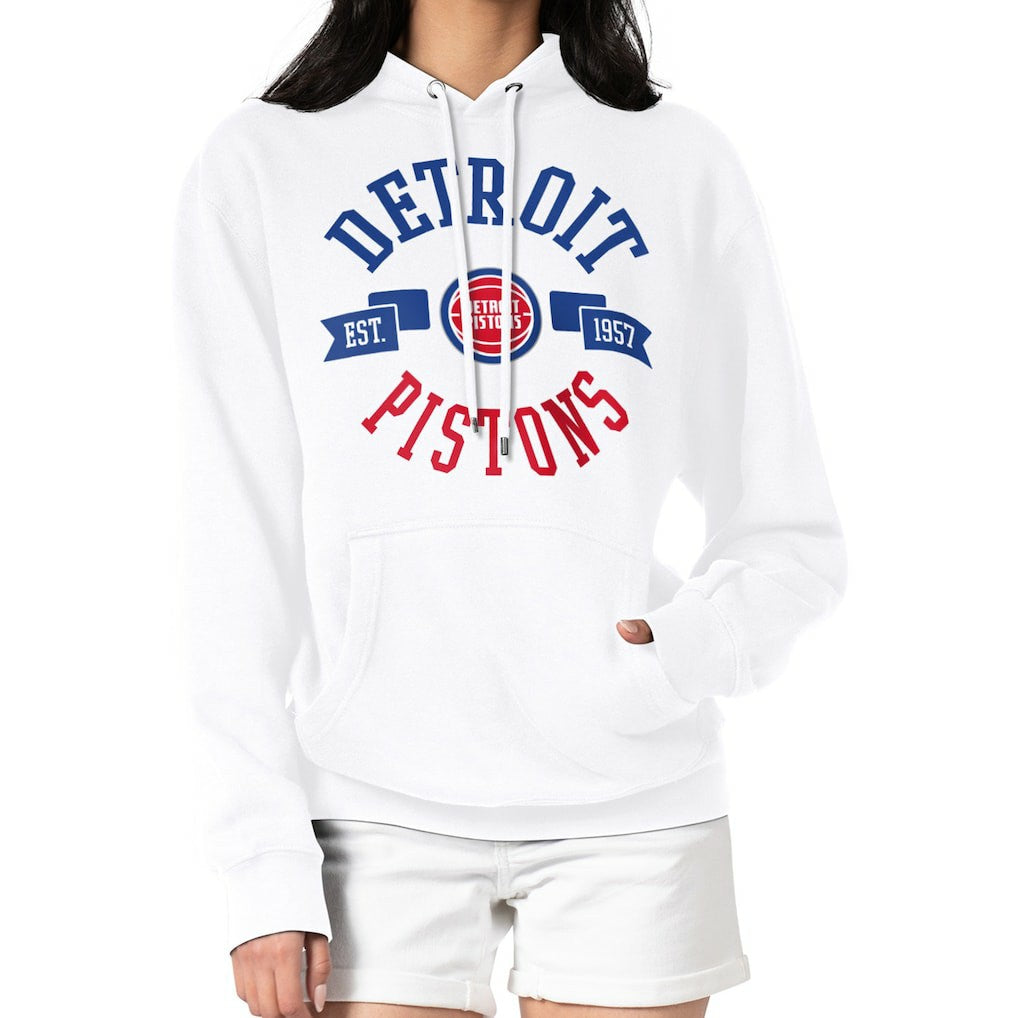 Detroit Pistons G-III 4Her by Carl Banks Women's City Pullover Hoodie White