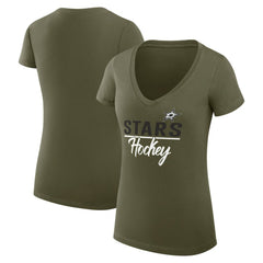 Dallas Stars G-III 4Her by Carl Banks Women's Super-Slim Fit Lightweight Team Sport V-Neck T-Shirt - Olive | NHL Clearance