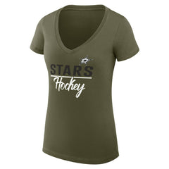 Dallas Stars G-III 4Her by Carl Banks Women's Super-Slim Fit Lightweight Team Sport V-Neck T-Shirt - Olive | NHL Clearance