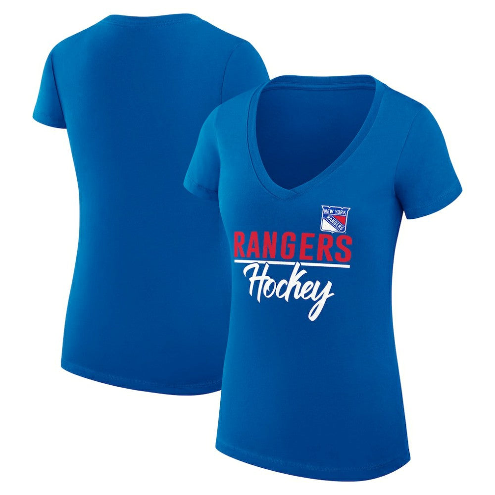 New York Rangers G-III 4Her by Carl Banks Women's Super-Slim Fit Lightweight Team Sport V-Neck T-Shirt - Blue | NHL Lifestyle