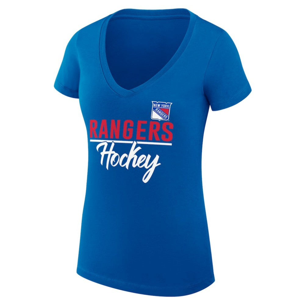 New York Rangers G-III 4Her by Carl Banks Women's Super-Slim Fit Lightweight Team Sport V-Neck T-Shirt - Blue | NHL Lifestyle