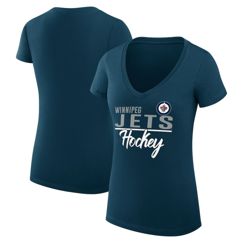 Winnipeg Jets G-III 4Her by Carl Banks Women's Super-Slim Fit Lightweight Graphic T-Shirt - Navy | NHL Lifestyle