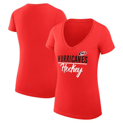 Carolina Hurricanes G-III 4Her by Carl Banks Women's Super-Slim Fit Lightweight Graphic V-Neck T-Shirt - Red | NHL Lifestyle