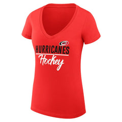 Carolina Hurricanes G-III 4Her by Carl Banks Women's Super-Slim Fit Lightweight Graphic V-Neck T-Shirt - Red | NHL Lifestyle