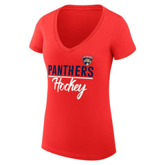 Florida Panthers G-III 4Her by Carl Banks Women's Super-Slim Fit Lightweight Graphic V-Neck T-Shirt - Red | NHL sale