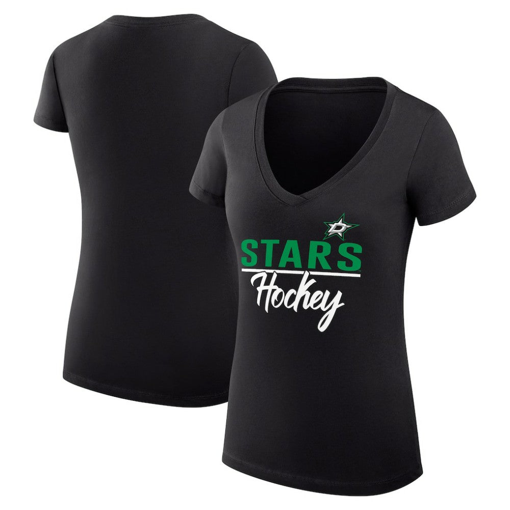 Dallas Stars G-III 4Her by Carl Banks Women's Super-Slim Fit Lightweight Graphic V-Neck T-Shirt - Black | NHL sale