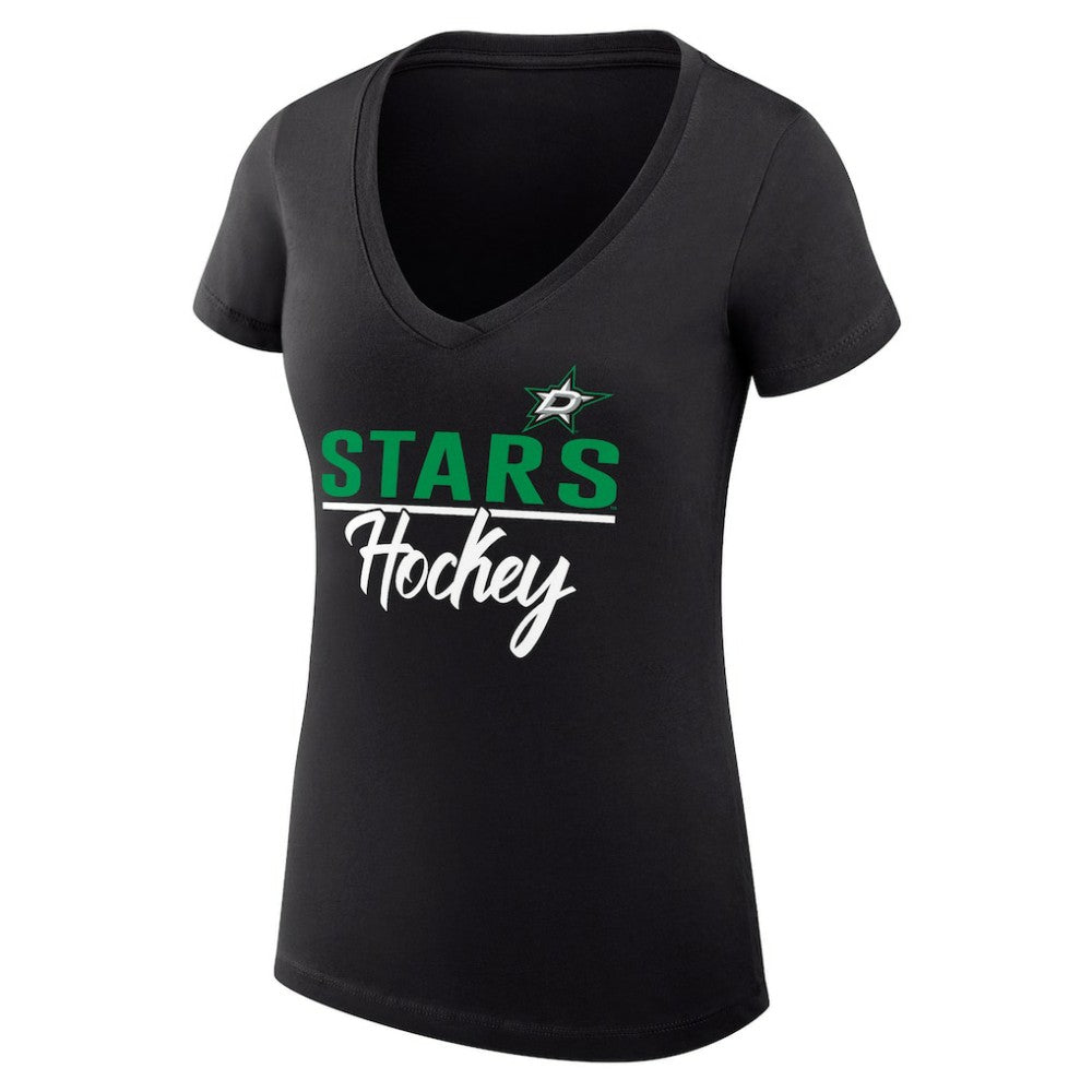 Dallas Stars G-III 4Her by Carl Banks Women's Super-Slim Fit Lightweight Graphic V-Neck T-Shirt - Black | NHL sale