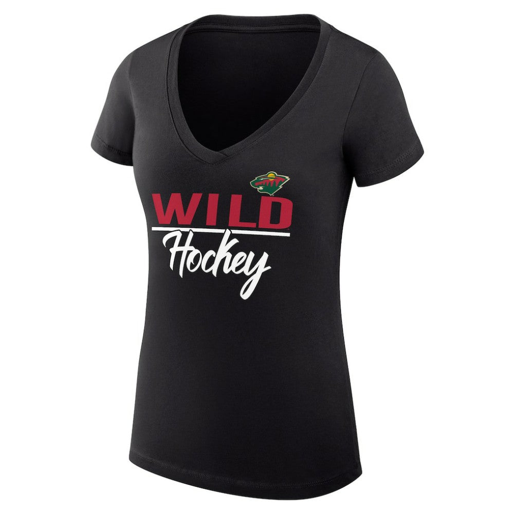Minnesota Wild G-III 4Her by Carl Banks Women's Super-Slim Fit Lightweight Graphic V-Neck T-Shirt - Black | NHL Clearance