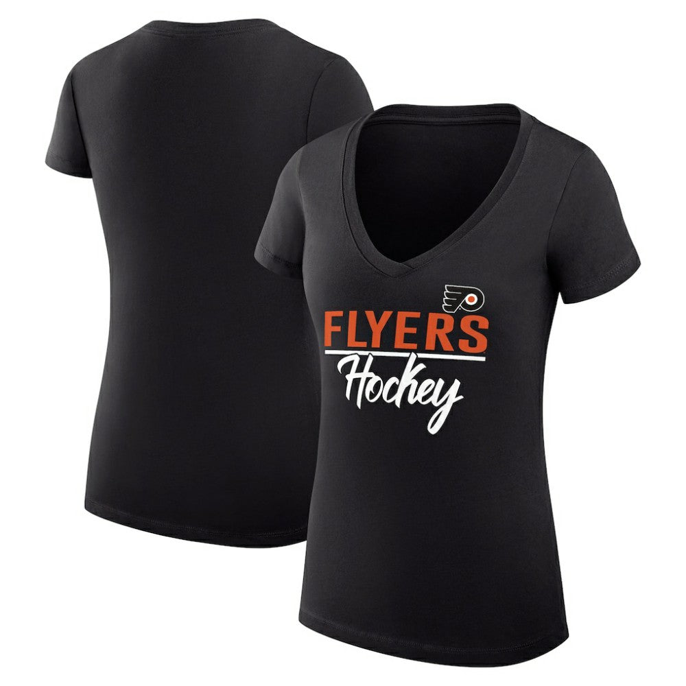 Philadelphia Flyers G-III 4Her by Carl Banks Women's Super-Slim Fit Lightweight Graphic V-Neck T-Shirt - Black | NHL sale