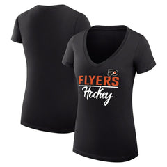 Philadelphia Flyers G-III 4Her by Carl Banks Women's Super-Slim Fit Lightweight Graphic V-Neck T-Shirt - Black | NHL sale
