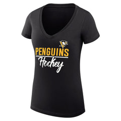 Pittsburgh Penguins G-III 4Her by Carl Banks Women's Super-Slim Fit Lightweight Graphic V-Neck T-Shirt - Black | NHL near me