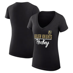 Vegas Golden Knights G-III 4Her by Carl Banks Women's Super-Slim Fit Lightweight Graphic V-Neck T-Shirt - Black | NHL online