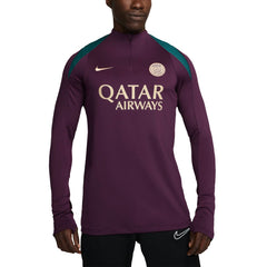 Nike - Paris Saint-Germain 2024/25 Strike Drill Performance Quarter-Zip Long Sleeve Top - Burgundy