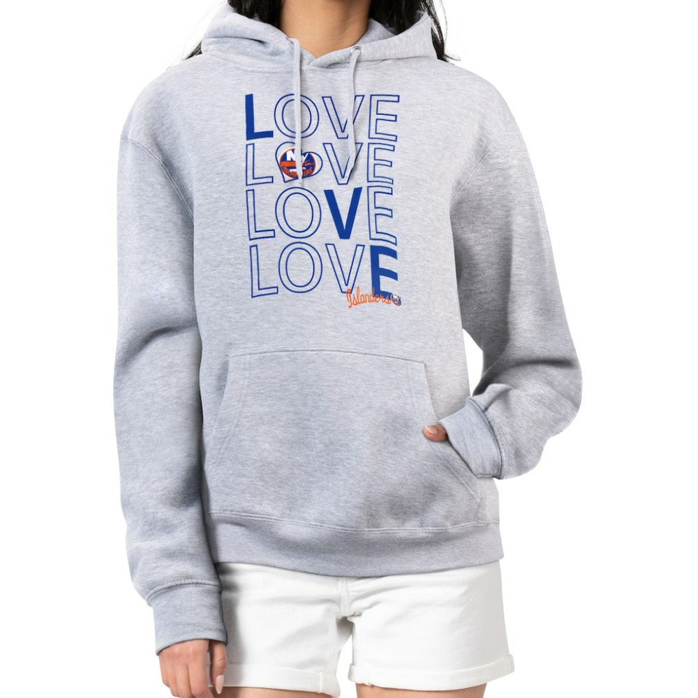 New York Islanders G-III 4Her by Carl Banks Women's Hockey Love Fleece Pullover Hoodie - Gray | NHL sale