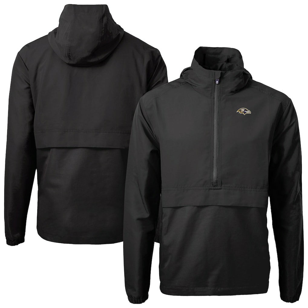 Baltimore Ravens Cutter & Buck Charter Eco Recycled Anorak Half-Zip Jacket - Black - NFL