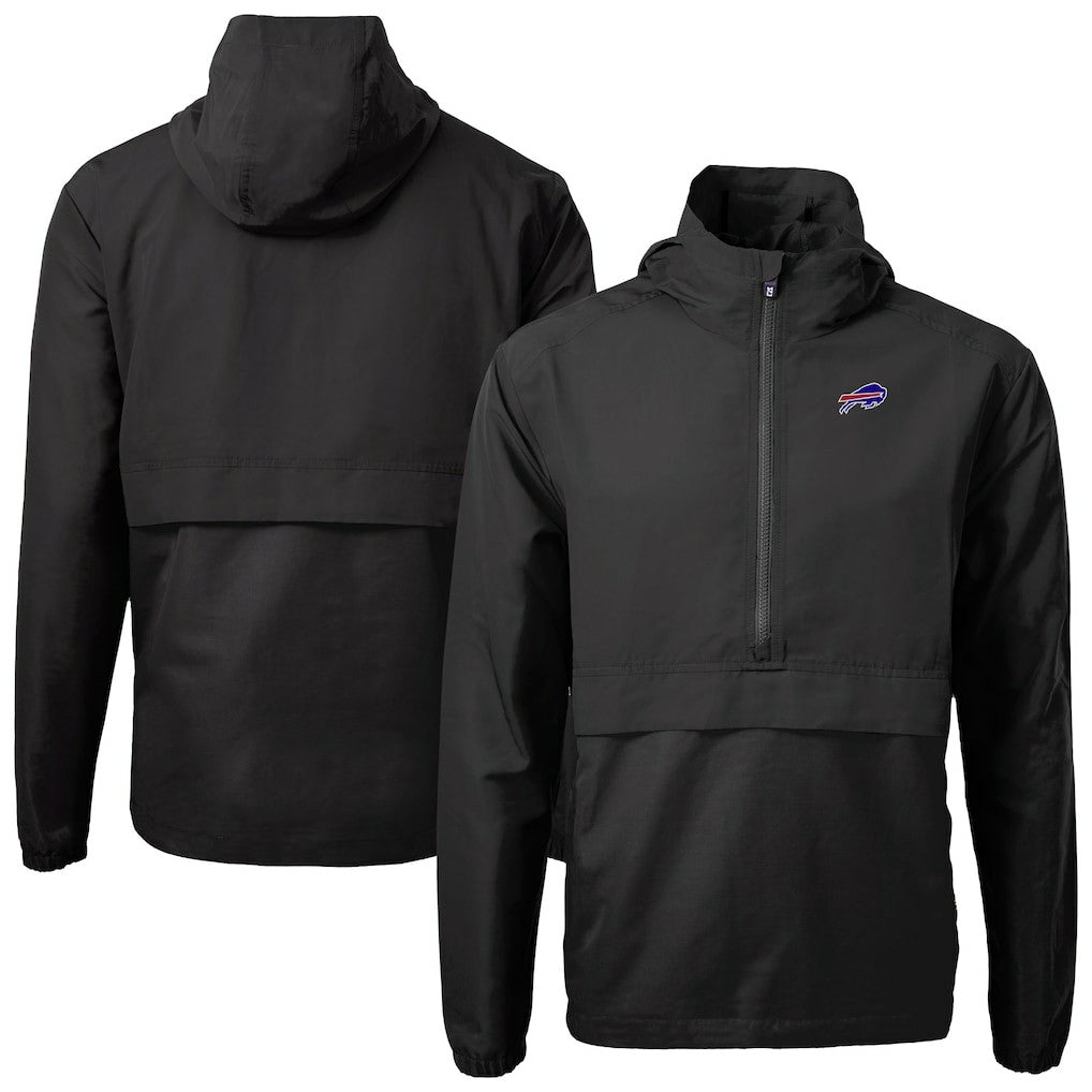 Buffalo Bills Cutter & Buck Charter Eco Recycled Anorak Half-Zip Jacket - Black - NFL
