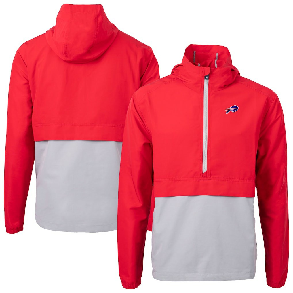 Buffalo Bills Cutter & Buck Charter Eco Recycled Anorak Half-Zip Jacket - Red - NFL