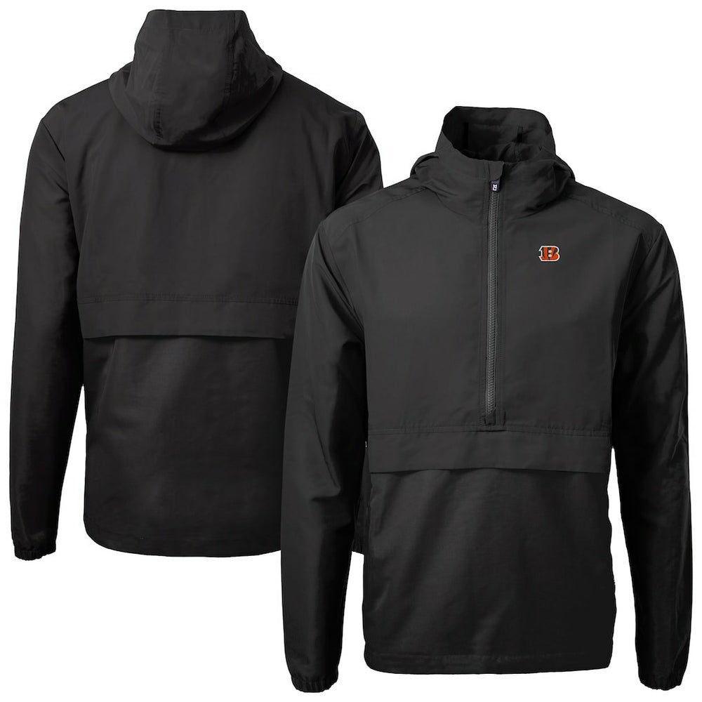 Cincinnati Bengals Cutter & Buck Charter Eco Recycled Anorak Half-Zip Jacket - Black - NFL