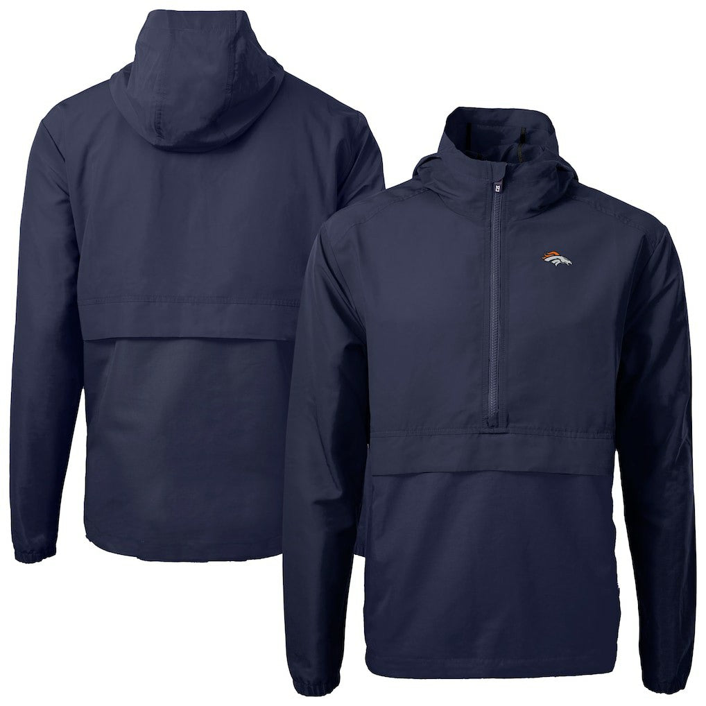 Denver Broncos Cutter & Buck Charter Eco Recycled Anorak Half-Zip Jacket - Blue - NFL